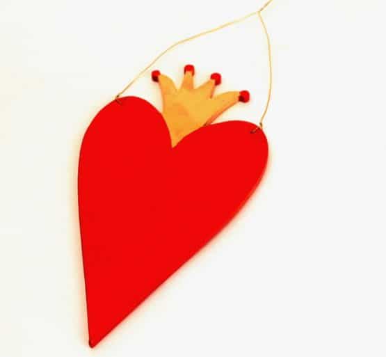 Rotes Herz mit Krone, ca. 20 cm - dekoaccessoires, valentinstag